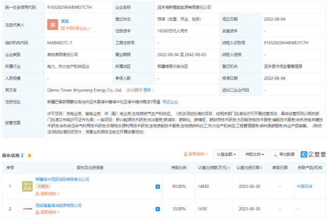 中國石油、隆基投資成立能源公司