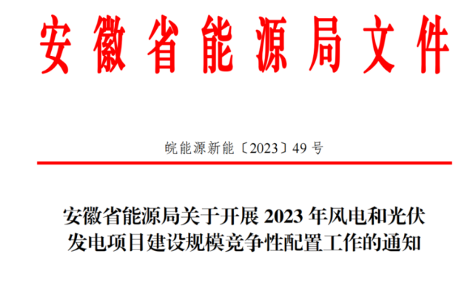 150萬千瓦！安徽省2023年風電項目建設規(guī)模競配方案公布